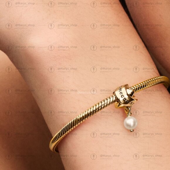 Pandora Treated Freshwater Cultured Pearl Ribbon Charm - Picture 6 of 6